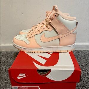 Nike Women’s High-Top Sneakers in Peach Blush and White
